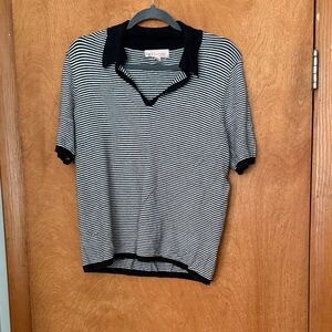 Philosophy Black and White Striped Top